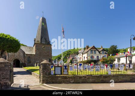 The Church of St Dubricius in the village of Porlock, Exmoor National Park, Somerset, England. Stock Photo