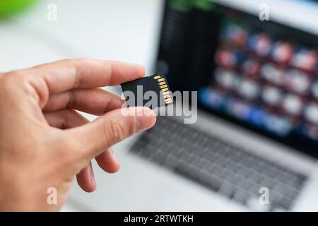 Adapter, micro sd card chip Stock Photo