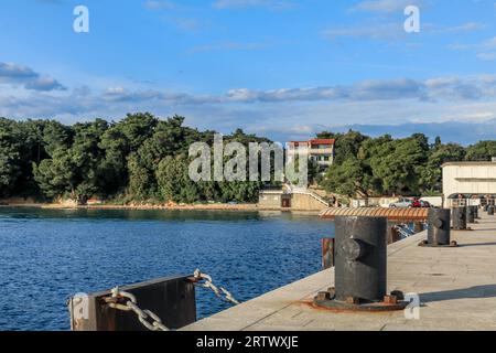 Berth for ships in the port of Rab in Croatia Stock Photo