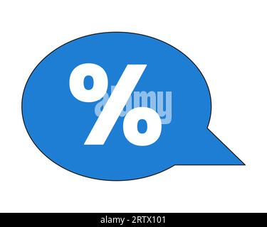 Dialog bubble percentage 2D linear cartoon marketing sticker Stock Vector