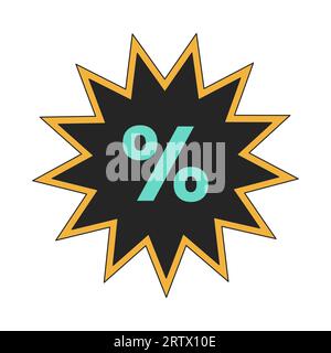 Discount label starburst 2D linear cartoon marketing sticker Stock Vector