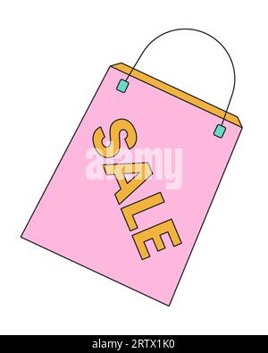 Sales boutique bag 2D linear cartoon marketing sticker Stock Vector