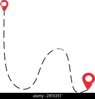 A trace with red location marks on a white background with copy space Stock Vector