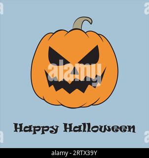 Halloween pumpkin on a gray background with copy space Stock Vector