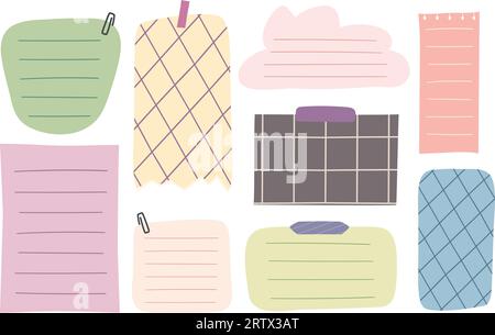 Set of colorful paper notes. Lined and squared sticker notes for to-do ...
