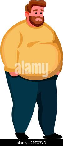 Worried Man with obesity clip art. Vector illustration Stock Vector
