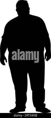 Obese Plus Size man silhouette icon symbol. Vector illustration Stock Vector