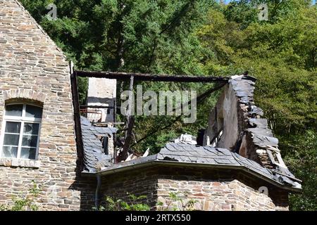 fire damage, roof gone Stock Photo