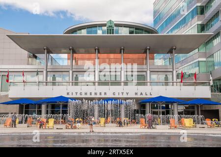 Kitchener, ON, Canada-August 27, 2023: City Hall in downtown district