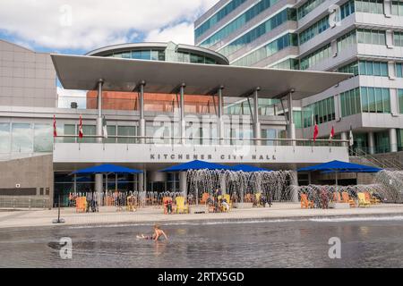 Kitchener, ON, Canada-August 27, 2023: City Hall in downtown district