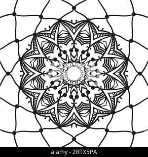 Hand drawn mandala dream catcher background, Page for adult coloring book, Vector illustration Stock Vector