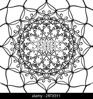 Hand drawn mandala dream catcher background, Page for adult coloring book, Vector illustration Stock Vector