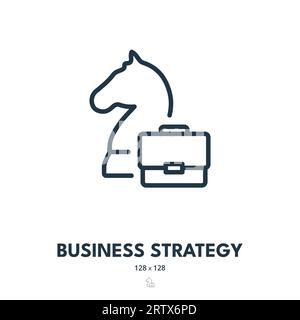 Business Strategy Icon. Objectives, Mission, Goals. Editable Stroke. Simple Vector Icon Stock Vector