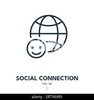 Social Connection Icon. Interaction, Communication, Networking. Editable Stroke. Simple Vector Icon Stock Vector
