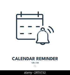 Calendar Reminder Icon. Event, Schedule, Notification. Editable Stroke. Simple Vector Icon Stock Vector