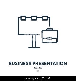 Business Presentation Icon. Screen, Presenting, Demonstration. Editable Stroke. Simple Vector Icon Stock Vector
