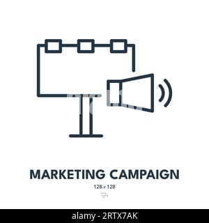 Marketing Campaign Icon. Advertisement, Promotion, Media. Editable Stroke. Simple Vector Icon Stock Vector