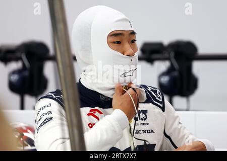 Singapore, Singapore. 15th Sep, 2023. Yuki Tsunoda (JPN) AlphaTauri. Formula 1 World Championship, Rd 16, Singapore Grand Prix, Friday 15th September 2023. Marina Bay Street Circuit, Singapore. Credit: James Moy/Alamy Live News Stock Photo