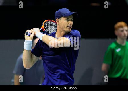 Andy Murray (GBR) in action during the Davis Cup match Great Britain vs Switzerland at Manchester AO Arena, Manchester, United Kingdom, 15th September 2023  (Photo by Conor Molloy/News Images) Stock Photo