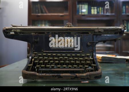 Tangshan, China - December 16, 2021: The old typewriter is in the China Cement Industry Museum, North China Stock Photo