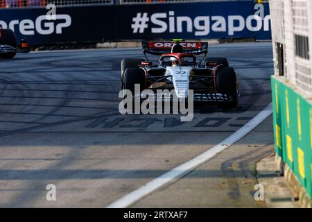 Marina Bay Street Circuit, Singapore. 15th Sep, 2023. 2023 Formula 1 Singapore Airlines Singapore Grand Prix; Free Practice Day; Number 22 Scuderia AlphaTauri driver Yuki Tsunoda during practice 1 Credit: Action Plus Sports/Alamy Live News Stock Photo