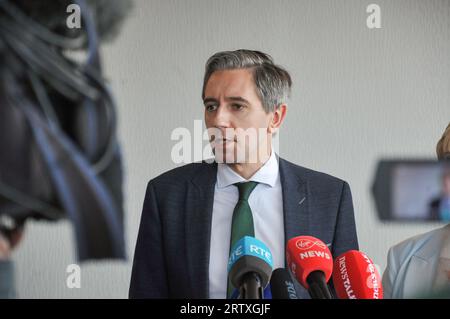 Limerick city, Ireland. 15th September, 2023 Fine Gael think in, Pictured below minister for Further and Higher Education, Research, Innovation and Science Simon Harris. Credit: Karlis Dzjamko/Alamy Live News Stock Photo