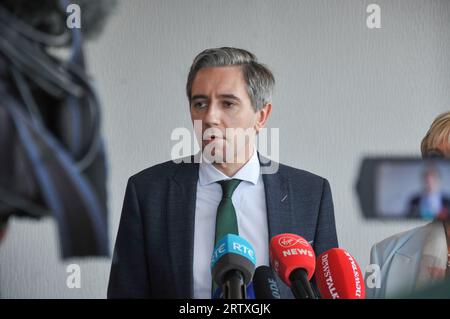 Limerick city, Ireland. 15th September, 2023 Fine Gael think in, Pictured below minister for Further and Higher Education, Research, Innovation and Science Simon Harris. Credit: Karlis Dzjamko/Alamy Live News Stock Photo