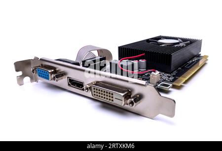 Video card for computer isolated on white. Stock Photo