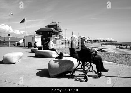 tourists relaxing in littlehampton town seaside resort,west sussex,uk september 14 2023 Stock Photo