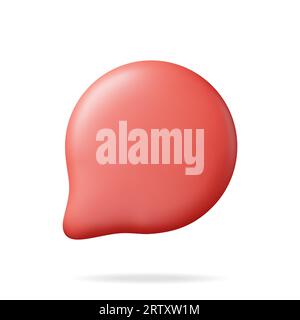 3D Red Blank Speech Bubble Isolated on White Stock Vector