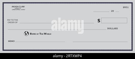 blank bank cheque personal desk check template Stock Vector