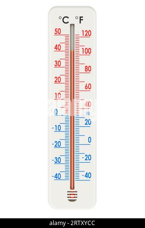 Vertical Outdoor Thermometer, Meteorologic Alcohol Thermometer. 3D rendering isolated on white background Stock Photo
