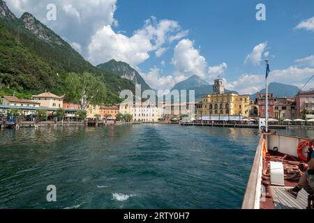 Riva, Rival del Garda, from the Lake, province of Trento of the Trentino Alto Adige region, Italy Stock Photo