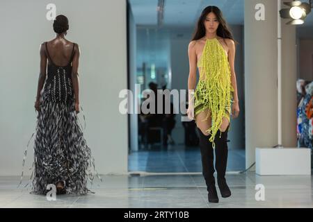 London, UK. September 15, 2023.  Models on the catwalk at the Mark Fast Spring/Summer 2024 show at The Broadway, London. Credit:Katie Collins/EMPICS/Alamy Live News Stock Photo