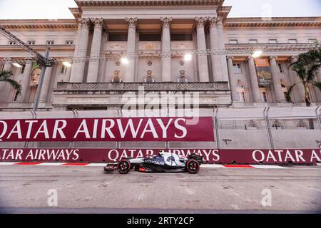 Singapore, Singapore. 15th Sep, 2023. Yuki Tsunoda of Japan drives the (22) Scuderia AlphaTauri AT04 during practice ahead of the F1 Grand Prix of Singapore at the Marina Bay Street Circuit. Credit: SOPA Images Limited/Alamy Live News Stock Photo