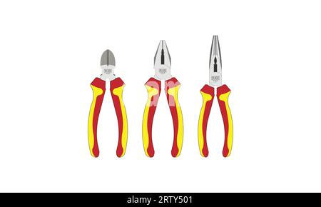 Set of Professional Pliers Concept on white background Stock Vector