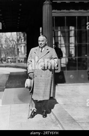 Washington, D.C.   March 16, 1931 Distinguished American novelist Joseph Hergesheimer as he leaves the Carlton Hotel. Stock Photo