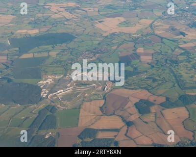 A high altitude view of the Silverstone circuit in Northamptonshire, UK Stock Photo