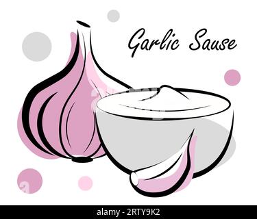 Garlic sauce on a white background Stock Vector