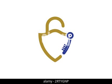 Key Logo Combine With House Locker Key. Lock logo sign symbol vector illustration Stock Vector