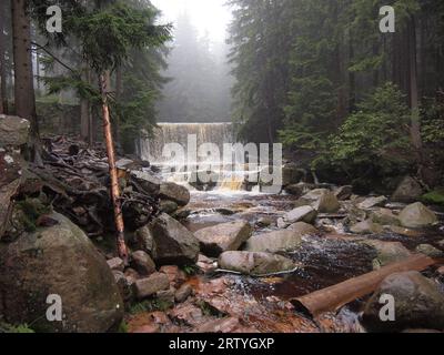 Dziki Wodospad - Wild Waterfall (Karkonosze National Park (Karkonosze Mountains, Sudeten Mountains, Lower Silesian Voivodeship, Republic of Poland) Stock Photo