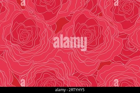 Spring colorful vector illustration with roses. Cartoon style. Fashion print for wallpaper, fabric, textile. Minimal linear style Stock Vector