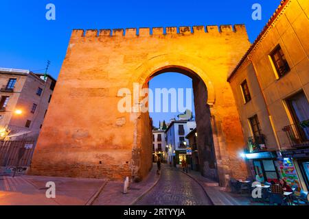 Granada, Spain - October 21, 2021: The Gate of Elvira or Puerta de Elvira is an arch located in Granada, Spain Stock Photo