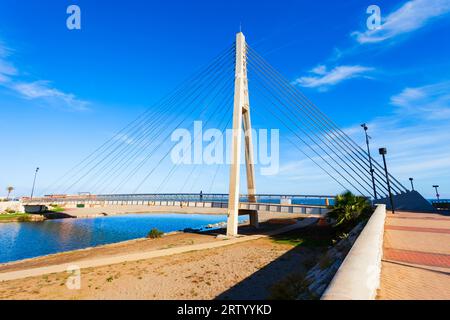 Fuengirola, Spain - October 24, 2021: Puente de la Armada is a pedestrian cable-stayed bridge in Fuengirola city on Costa del Sol in province of Malag Stock Photo