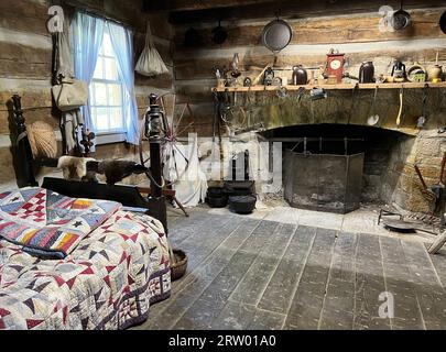 Inside an 1800’s Recreated Home in Spring Mill State Park Stock Photo