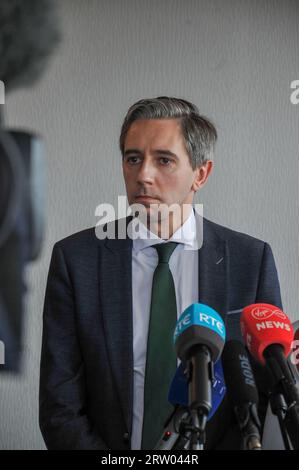 Limerick city, Ireland. 15th September, 2023 Fine Gael think in, Pictured below minister for Further and Higher Education, Research, Innovation and Science Simon Harris. Credit: Karlis Dzjamko/Alamy Live News Stock Photo