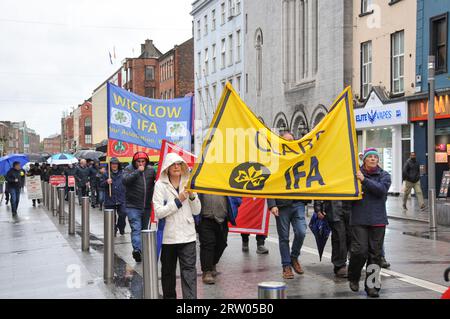 Limerick city, Ireland. 15th September, 2023. IFA members stage a protest in Limerick City, hours after meeting with representatives of the Fine Gael party. Credit: Karlis Dzjamko/Alamy Live News Stock Photo