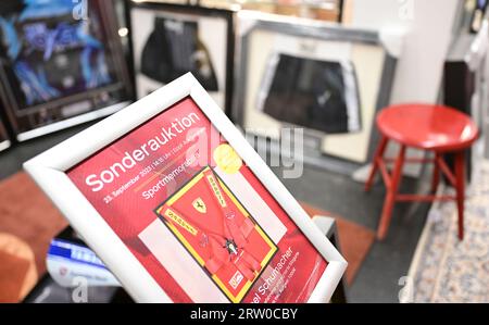 Leinfelden Echterdingen, Germany. 13th Sep, 2023. Collected sports memorabilia is up for auction at Autkionshaus Eppli. The pieces of sports history will be auctioned on September 23. Credit: Bernd Weißbrod/dpa/Alamy Live News Stock Photo