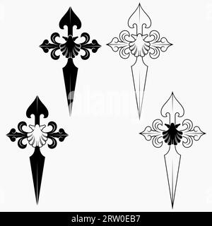 Vector design of christian symbology of the apostle santiago, Cross of the apostle Santiago with venera Stock Vector