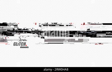 Abstract digital glitch on transparency background. Vector illustration Stock Vector